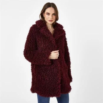Image of Biba BIBA Faux Fur Borg Jacket - Berry