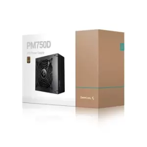 Image of DeepCool PM750D 750W Power Supply Unit 120mm Silent High Performance Fan 80 PLUS Gold Non Modular UK Plug Flat Black Cables Japanese Bulk Capacitors