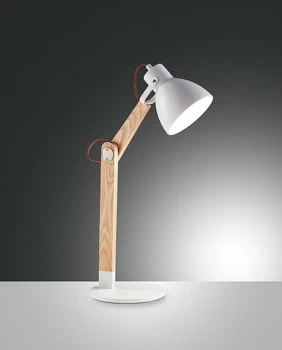 Image of Sveva Desk Task Lamp White / Ash Wood Glass, E27