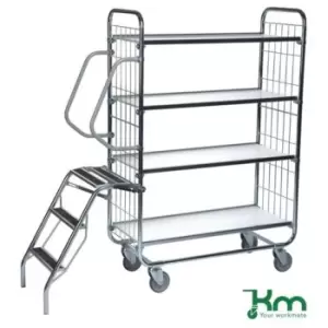 Image of Slingsby Konga Order Picking Trolleys With Retractable Steps and 4 Shelves