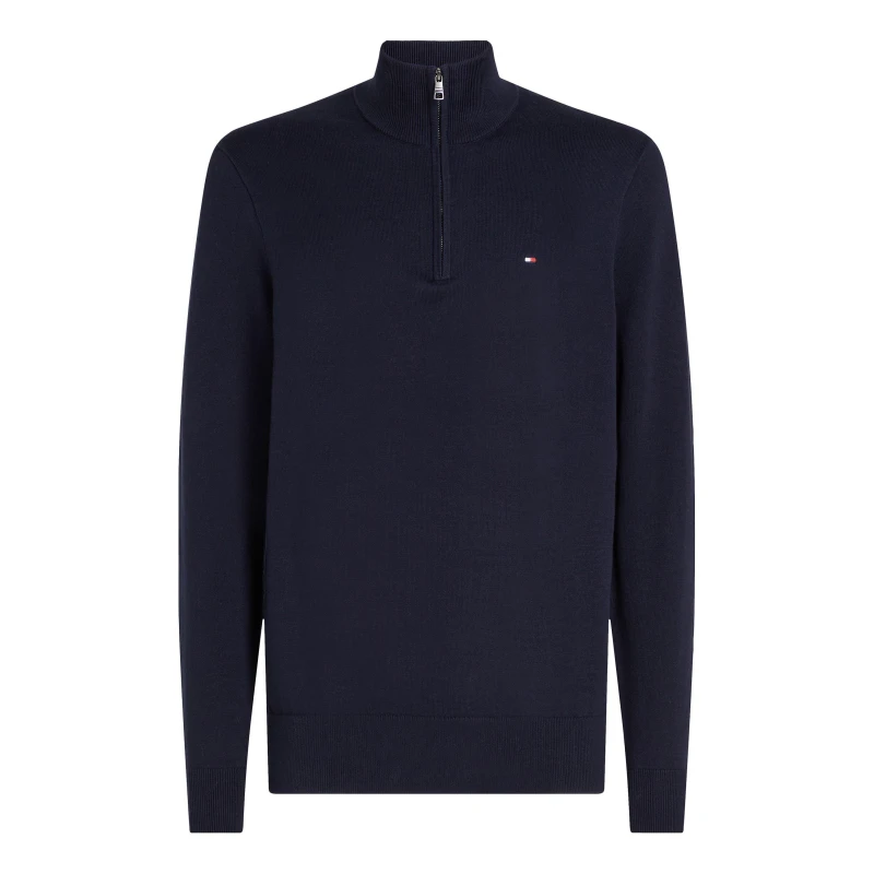 Image of Tommy Hilfiger ESSENTIAL COTTON ZIP MOCK Jumpers S Blue 33258618350