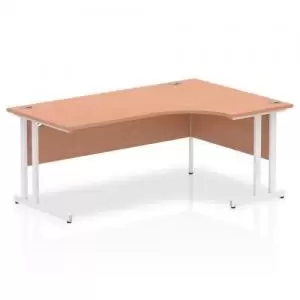 image of Impulse 1800mm Right Crescent Desk Beech Top White Cantilever Leg