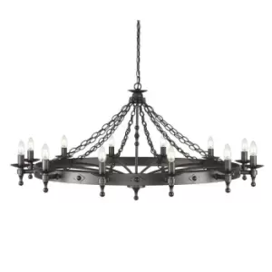 image of 12 Bulb Chandelier 2 Tier Hand Crafted Graphite Finish Black LED E14 60W