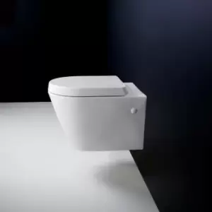 Image of Rak Ceramics - rak Resort Wall Hung Toilet Rimless d Shaped Pan with Soft Close Seat