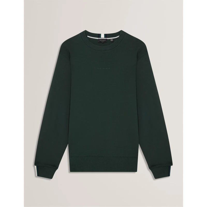 Image of Ted Baker Mens Long-Sleeve Crew Tracksuit Top Green male S (2)