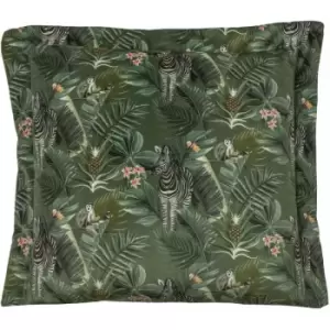 Image of Evans Lichfield - Manyara Zebra Faux Velvet Oxford Border Cushion Cover, Multi, 50 x 50 Cm