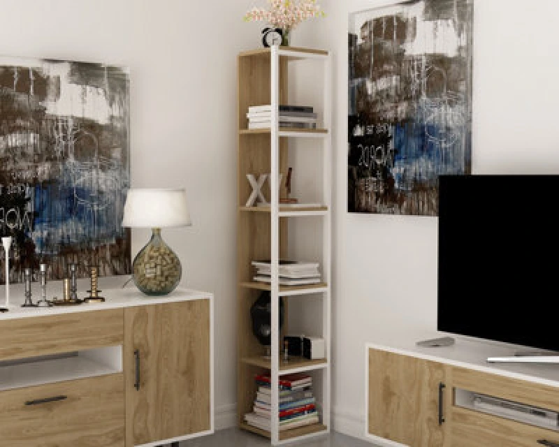 Image of Decorotika Texas 5-tier Bookcase Shelving Unit White
