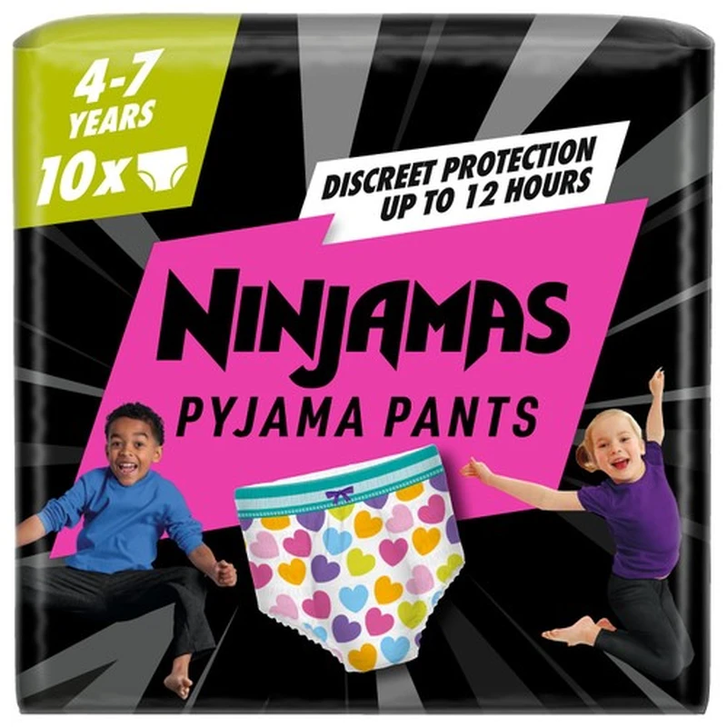 Image of Pampers Ninjamas Pyjama Pants Unisex Hearts 4 - 7 Years 112711712