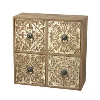 image of Square Gold And Wooden Drawers By Heaven Sends