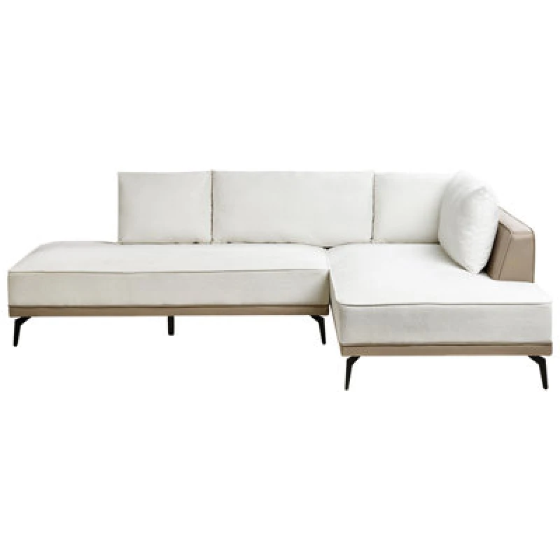 Image of Beliani Corner Sofa 3 Seater Myken Fabric Off-White Left Hand