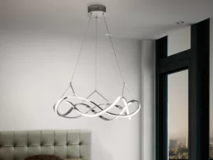 image of Molly Modern Dimmable LED Infinity Swirl Ring Designer Pendant Light Chrome with Remote Control