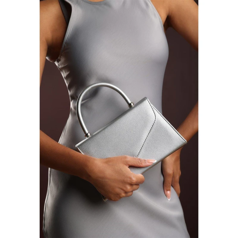 Image of Wheres That From Structured Top Handle Shoulder Bag Silver female One Size