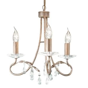 Image of Chandelier 3 Light Silver, Gold Finish, E14
