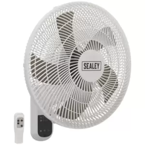 Image of Sealey SWF16WR Wall Fan 3-Speed 16" with Remote Control 230V