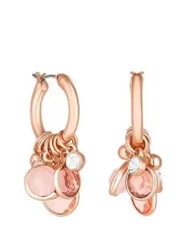 image of Mood Rose Gold Tonal Pink Shaker Charm Hoop Earrings, Rose Gold, Women