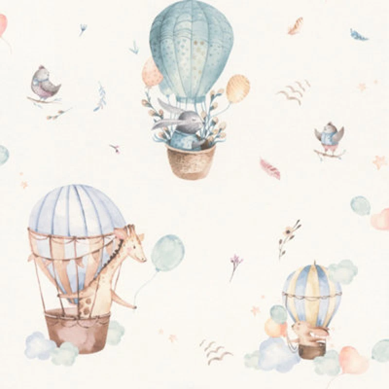 Image of Rasch Balloon Ride - Blue Wallpaper, Blue 300512