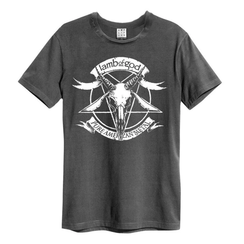 Image of Amplified Amplified Men Pure American Metal Lamb Of God T-Shirt in Charcoal Size: Small Charcoal S Male 5063470346080