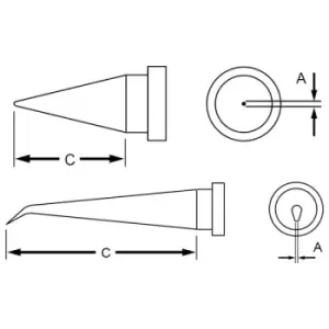 image of Weller T0054448299 LT T Solder Tip - Conical Tip Long - Ø0.6 x 13.0mm