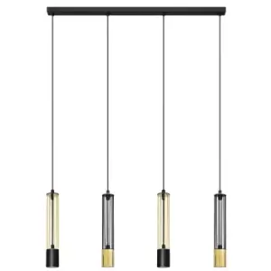 image of Bars Straight Bar Pendant Ceiling Light Black, Gold 100cm