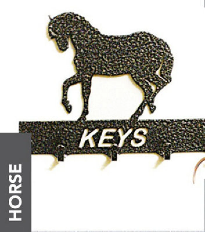 Image of Horse Key Holder - Rack - Solid Steel - W15 X H9cm - Powder Coated Black