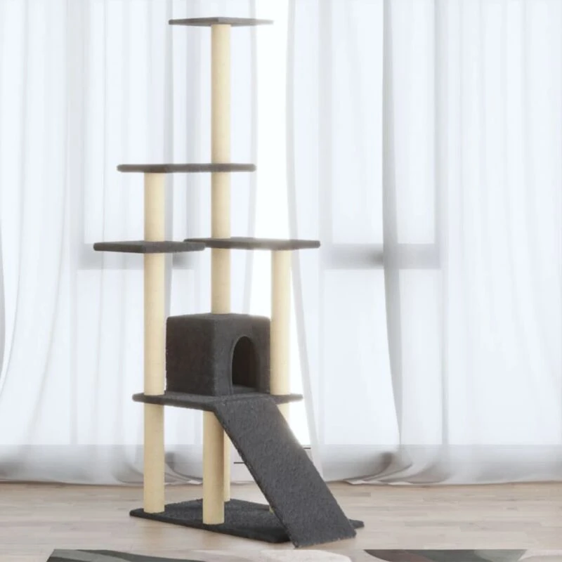 Image of VIDAXL Cat Tree with Sisal Scratching Posts Dark Grey 155cm Vidaxl 8720286761090