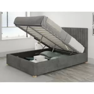 Image of Grant Ottoman Upholstered Bed, Kimiyo Linen, Granite - Ottoman Bed Size King (150x200)
