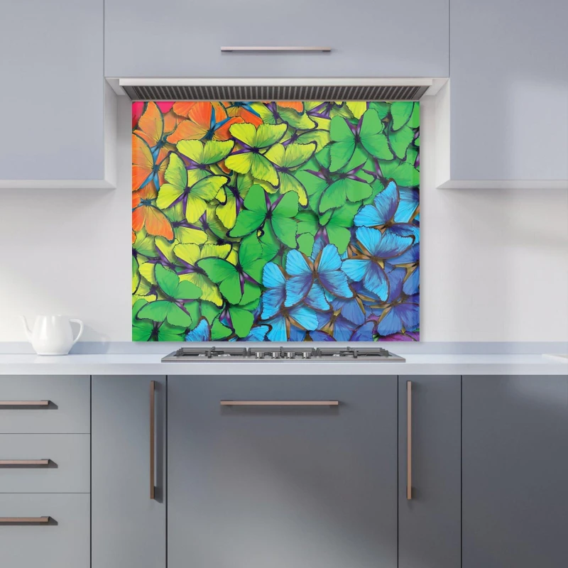 Image of Warren Reed - Designer Vintage Tropical Flowers Kitchen Splashback in Green Size: 900mm x 650mm Green Unisex 900mm x 650mm