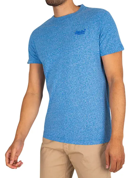Image of Superdry Fresh Blue Grit Organic Cotton Essential Logo T-Shirt L/Blue Male S 203651UK