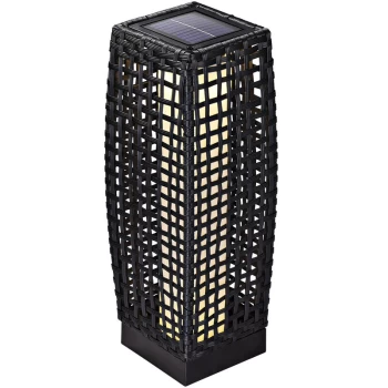 image of Solar Poly Rattan Standard Light Patio LED Garden Wicker Standing Lantern Gartenlampe 50cm (de) - Deuba