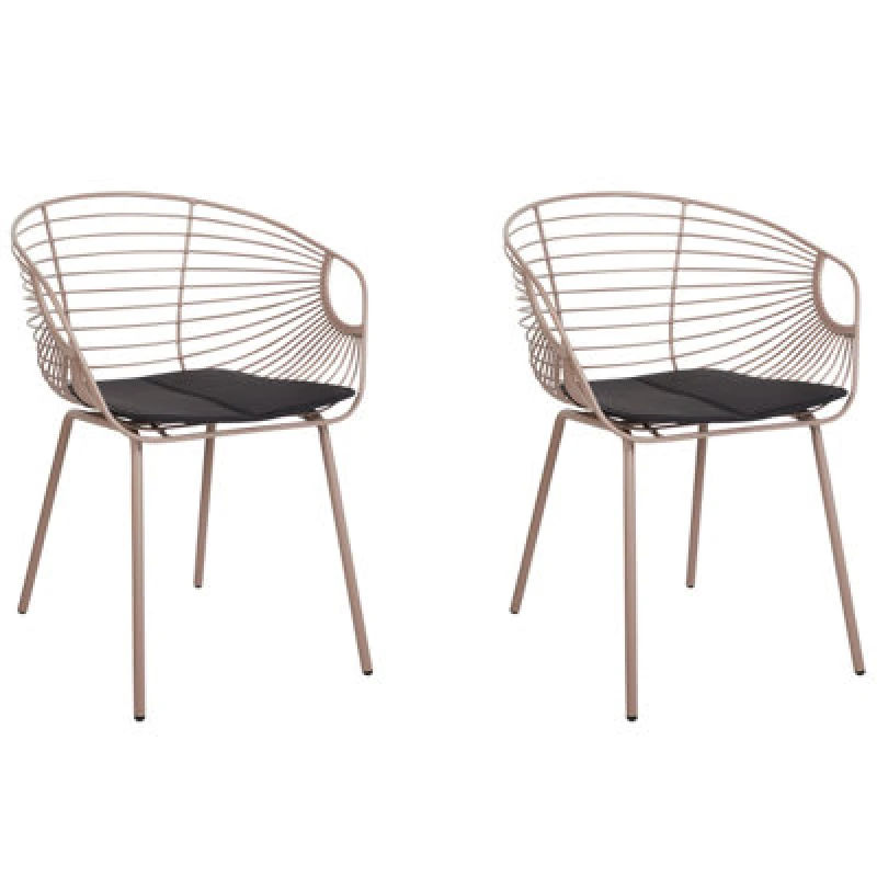 Image of Beliani Set Of 2 Dining Chairs Hoback Metal Beige