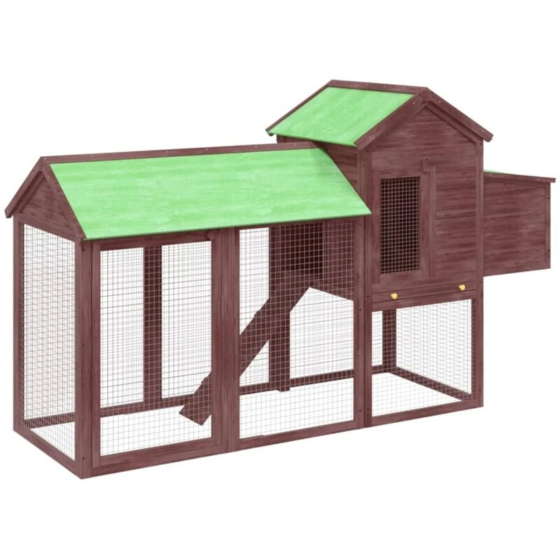 Image of VIDAXL Chicken Coop Mocha 193x65x117cm Solid Wood Pine vidaXL 8720845798086
