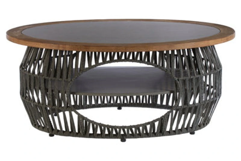 Image of Orsina Grey Coffee Table, High-Quality Solid Coffee Table, Spacious Round Coffee Table, Easy To Clean Coffee Table