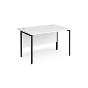 image of Rectangular Straight Desk White Wood H-Frame Legs Black Maestro 25 1200 x 800 x 725mm