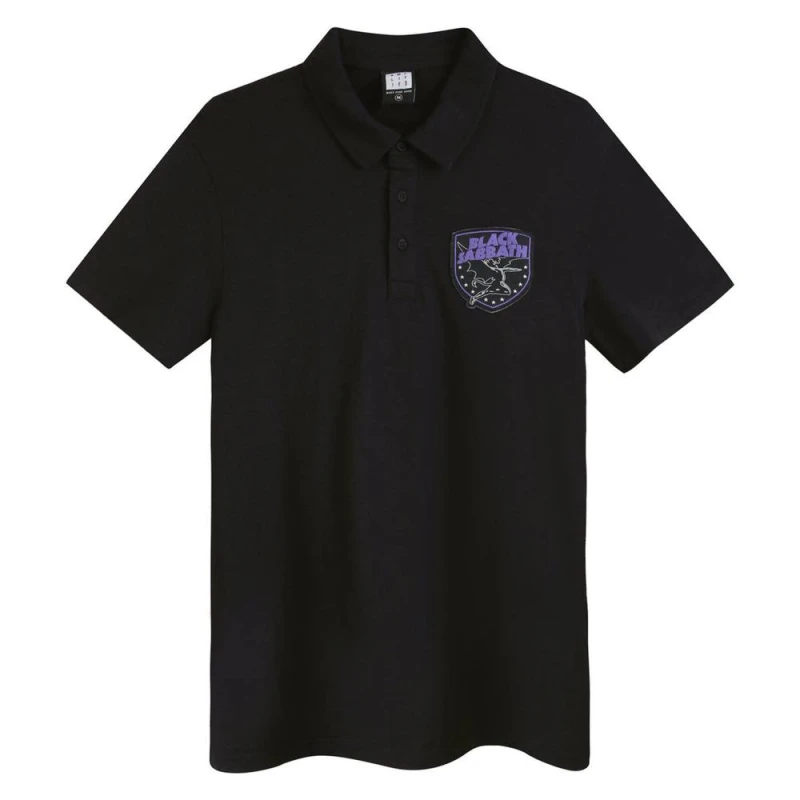 Image of Amplified Mens Lord of This World Black Sabbath Slub Polo Shirt Size: Small Black Male S