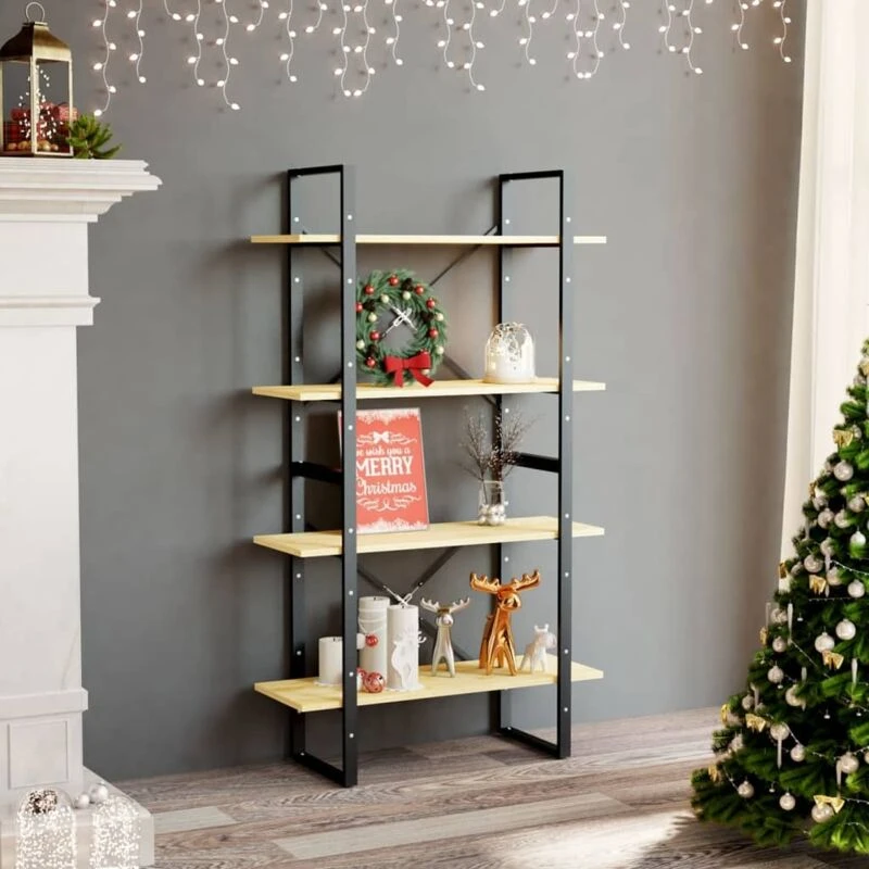 Image of VIDAXL 4-Tier Book Cabinet 80x30x140cm Solid Pine Wood Vidaxl 8720286567524