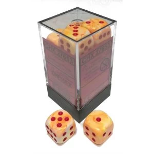 image of Chessex 16mm D6 Dice Block: Festive Sunburst with Red