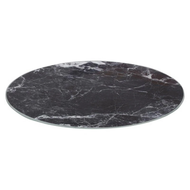 Image of Harbour Housewares Round Glass Chopping Board 30Cm Black Marble Kitchen Dining Place Mats Cutting Mat Worktop Saver Cooking & Food