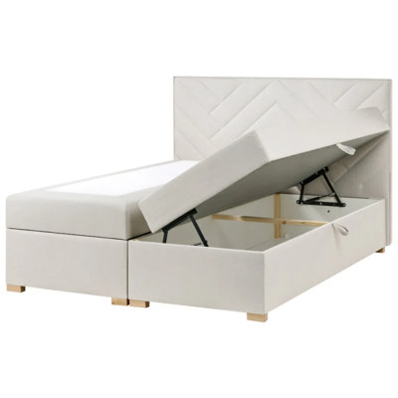 Image of Beliani Divan Bed With Storage Fabric Esquire 160 X 200 Cm (Eu King Size) Off-White
