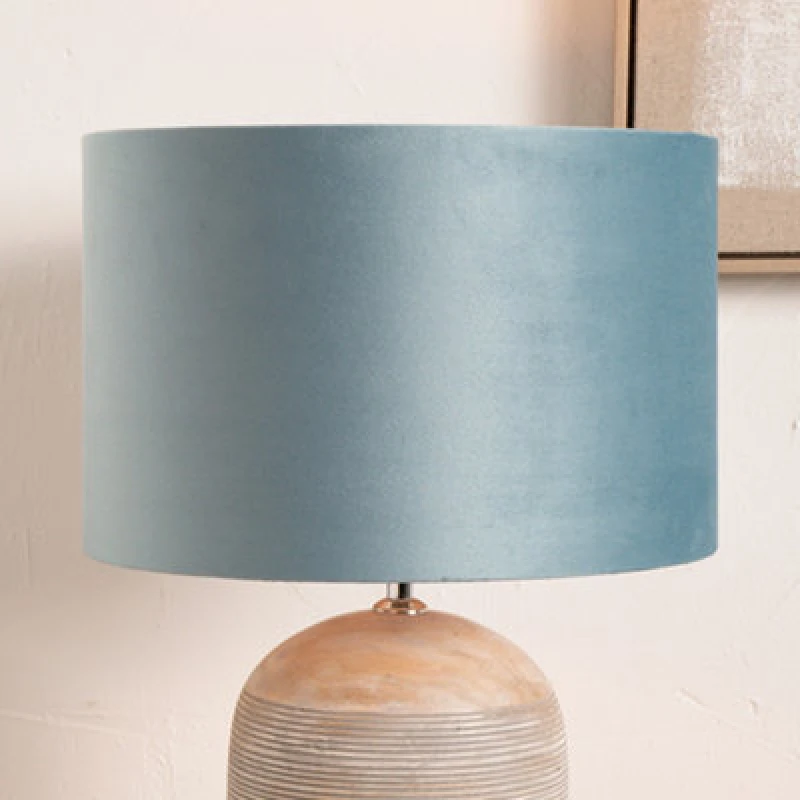 Image of Pacific Lifestyle 40Cm Duck Egg Velvet Cylinder Table Lampshade Elegant Soft Blue Drum Floor Lamp Shade