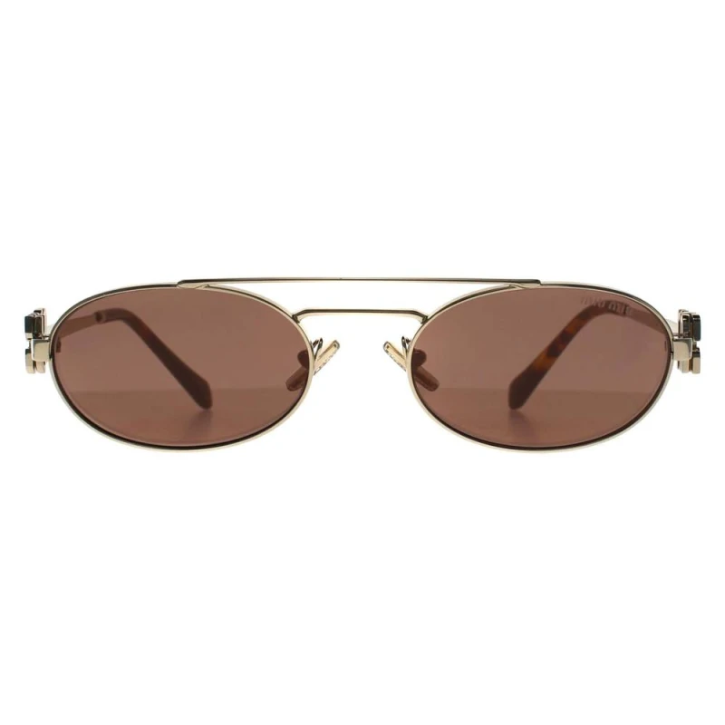 Image of Miu Miu Miu Miu Women Oval Pale Gold Brown Silver MU 54ZS Gold One Size Female 8056597991780