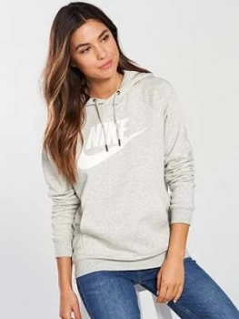 Image of Nike Sportswear Rally Over the Head Logo Hoodie Grey Heather Grey Heather Size L Women