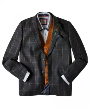 Joe Browns Dapper Gents Blazer - Charcoal, Tan, Size 38, Men