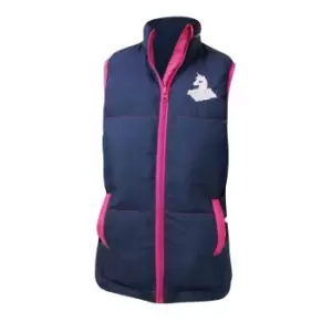 image of Little Rider Girls Unicorn Gilet (3-4 Years) (Navy/Pink)