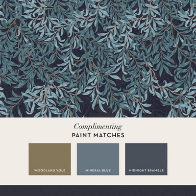 Image of William Morris at Home Willow Bough Navy Fixed Size Mural - Blue Blue One Size
