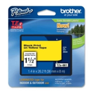 Image of Brother TZE-661 P-touch Black On Yellow Tape 36mm x 8m