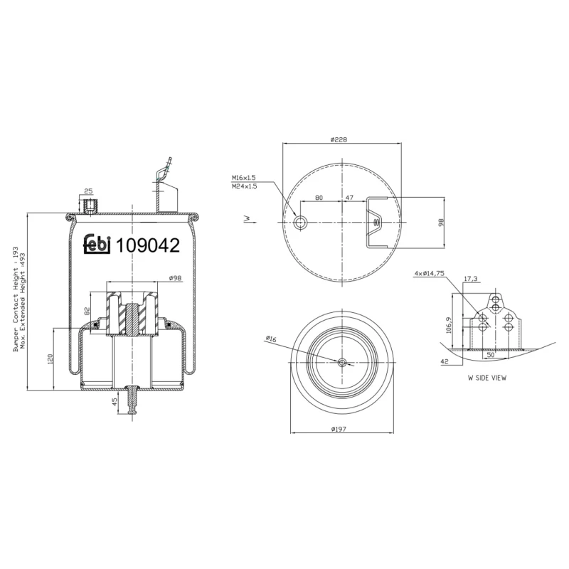 Image of FEBI BILSTEIN 109042 Boot, air suspension steered leading axle Boot,air suspension (324)