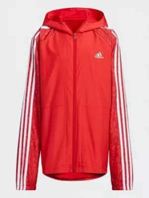 Image of Boys, adidas Track Suit Woven Track Top, Red/Silver, Size 5-6 Years