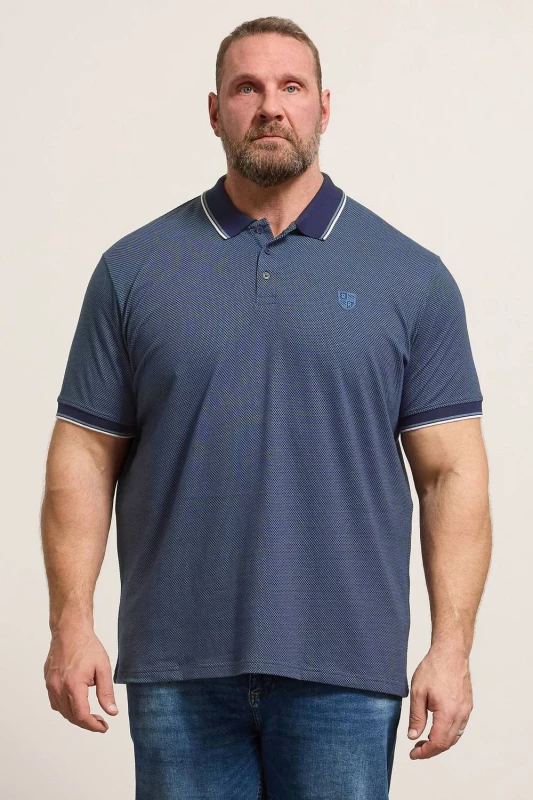 Image of BadRhino Mens Textured Waffle Polo Shirt in Dark Blue Size: 4XL Dark Blue Male 4XL