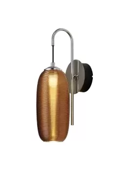 Image of Switched Wall Lamp, 1 x 6W LED, 4000K, 720lm, Polished Chrome, Black With Copper Glass, 3yrs Warranty