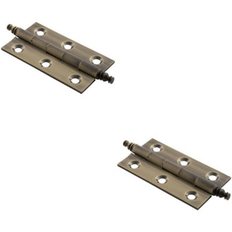 Image of Loops 2x PAIR 64 x 35 x 2mm Finial Cabinet Hinge Antique Brass Decorative Cupboard Metallics
